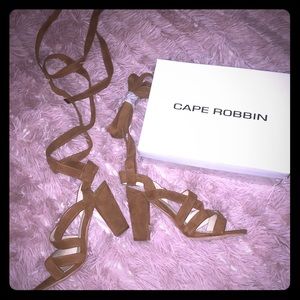 Cape Robbin suede tie up heel sandals. NWT